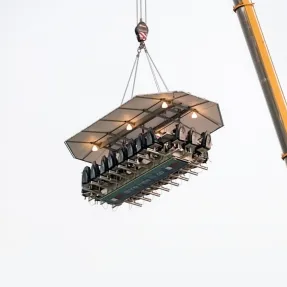FlyDining table lifted by crane